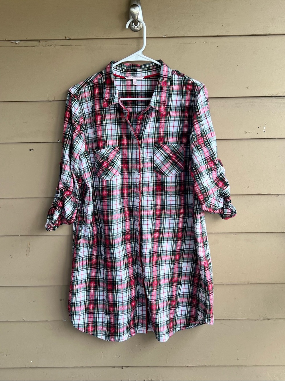 Victoria's Secret Plaid Flannel Pajama Night Shirt Size L